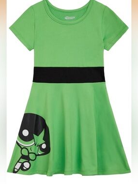 NWT THE POWER PUFF GIRLS BUTTERCUP TODDLER GIRLS COSPLAY DRESS IN GREEN SIZE 5T